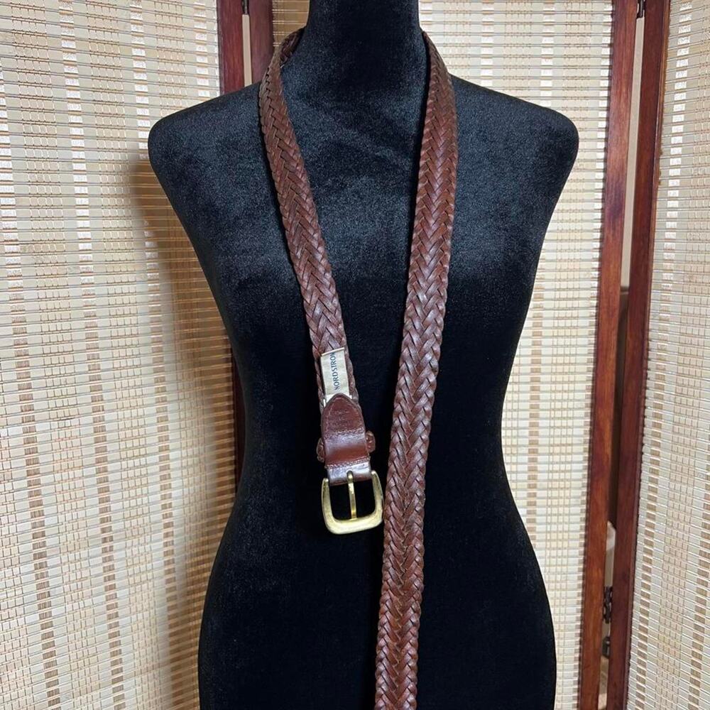 Vintage Nordstrom Brown Braided Leather Belt Size 34 - Picture 4 of 8